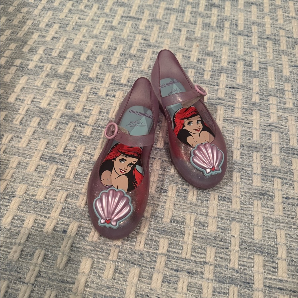Mini Melissa Purple Kids Water Shoes with Ariel Design